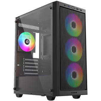  Корпус ID-Cooling Ware 300 ARGB Black mATX/win TG/ 4 fans/ Type C/ CPU 160mm/ GPU 320mm/ no PSU 