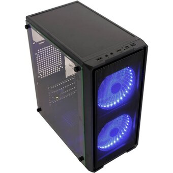 Корпус Ginzzu B172 2*USB 2.0,AU Fan 2*12 LED (12LB33) боковая панель стекло передняя сетка 