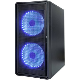  Корпус Ginzzu B172 2*USB 2.0,AU Fan 2*12 LED (12LB33) боковая панель стекло передняя сетка 