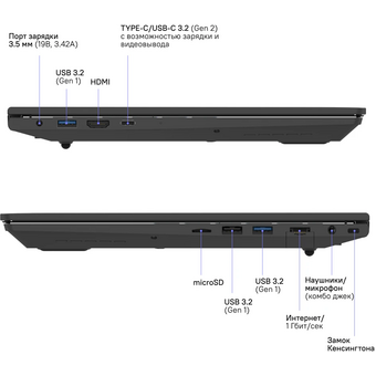  Ноутбук RIKOR ARZ 103.1 (EEC070F6) 15.6" IPS FHD черный (AMD Ryzen 5 5560U/16Gb/512Gb SSD/VGA int/W11Pro/RJ45) 