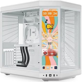  Корпус HYTE Y70 Touch Infinite (CS-HYTE-Y70TTI-WW), без БП, Midi-Tower, TG, LCD, no fans, 2xUSB-A 3.2, 1xUSB Type-C, E-ATX, ATX, mITX Whitr 