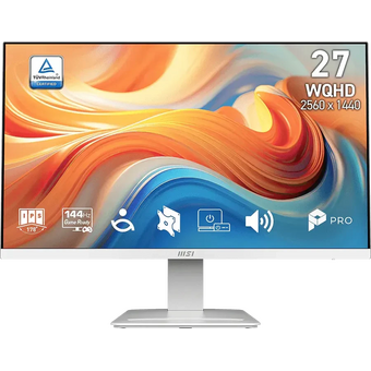  Монитор MSI Pro MP273QW E14 (9S6-3PE2CH-059) белый IPS LED 4ms 16:9 HDMI M/M матовая 1500:1 300cd 178гр/178гр 2560x1440 144Hz DP Quad HD 2K (1440p) 