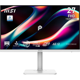  Монитор MSI Pro MAX 271PHW E14 (9S6-3PF54H-022) белый IPS LED 1ms 16:9 HDMI M/M матовая HAS Piv 1500:1 300cd 178гр/178гр 1920x1080 144Hz DP FHD USB 