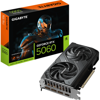  Видеокарта Gigabyte Nvidia GeForce RTX 5060 Windforce Max 8ГБ (GV-N5060WF2MAX OCV2-8GD), GDDR7, OC, Ret 