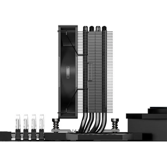  Кулер PcCooler RT400 Digital ARGB BK Black (230W, 4-pin PWM, LED temp., 152mm, Al/Cu, 4x6mm, 1x120mm, 73.32CFM, 34.9dBA, 2200RPM) 