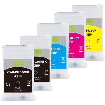  Картридж струйный Cactus CS-R-PFI030SET-CHIP черный/черный матовый/голубой/пурпурный/желтый набор для Canon imagePrograf TA-20/30 
