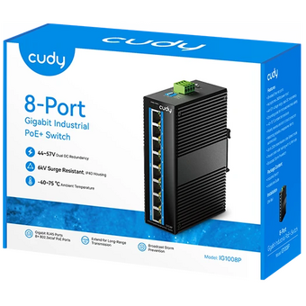  Промышленный коммутатор Cudy IG1008P 2.0 с 8 гигабитными портами PoE+ 
