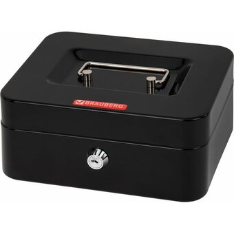  Ящик для денег BRAUBERG 291350 90х160х200мм, ключевой замок, черный 