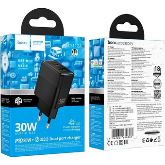  СЗУ HOCO CS112A PD30W+QC3.0 чёрный 