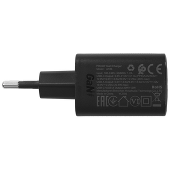  Зарядное устройство ACEFAST AF-A106-BK P45W Gan USB-C+USB-A Charger EU Black 