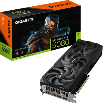  Видеокарта Gigabyte RTX5080 Windforce OC V2 SFF 16GB (GV-N5080WF3OCV2-16GD) GDDR7 256bit 3xDP HDMI 3Fan RTL 