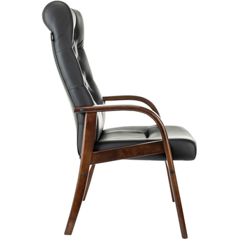  Кресло Бюрократ T-9928Walnut-CF черный кожа на ножках дерево 