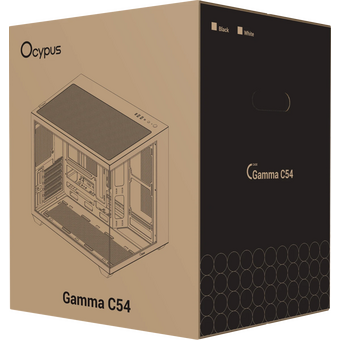  Корпус Ocypus Gamma C54 WH White (Gamma-C54-WHD000XX-GL) без БП, Midi-Tower, TG, no fans, 1xUSB-C + 2xUSB 3.0, mATX, mITX 