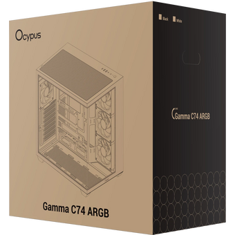  Корпус Ocypus Gamma C74 BK ARGB Black (Gamma-C74-BKD400XX-GL) без БП, Midi-Tower, TG, 4x120mm 2xUSB-A 3.0 + 1xUSB-C 3.1, ATX, mITX 