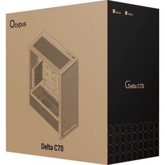  Корпус Ocypus Delta C70 WH White (Delta-C70-WHG000XX-GL) без БП, Midi-Tower, TG, no fans, 2xUSB-A 3.0 + 1xUSB-C 3.1, E-ATX, ATX 