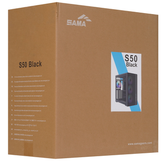  Корпус SAMA S50 Black (S50-BKAGA4X1-GL) без БП, Midi-Tower, TG, 4x120mm ARGB, 2xUSB 3.0 + 1xUSB 3.2 Type-C, ATX, mITX 
