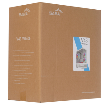  Корпус SAMA V43 White (V43-WHADA6X1-GL) без БП, Midi-Tower, TG, 6x120mm ARGB, 2xUSB 3.0 + 1xUSB 3.2 Type-C, ATX, mITX 