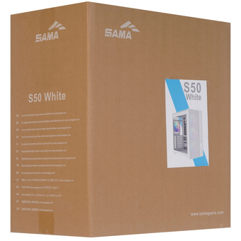  Корпус SAMA S50 White (S50-WHAGA4X1-GL) без БП, Midi-Tower, TG, 4x120mm ARGB, 2xUSB 3.0 + 1xUSB 3.2 Type-C, ATX, mITX 