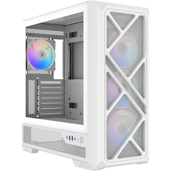  Корпус SAMA S41 White (S41-WHAMA4X1-GL) без БП, Midi-Tower, TG, 4x120mm ARGB, 2xUSB 3.0 + 1xUSB 3.2 Type-C, ATX, mITX 