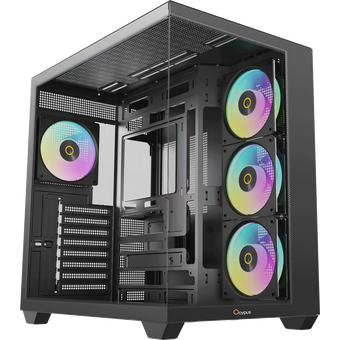  Корпус Ocypus Gamma C74 BK ARGB Black (Gamma-C74-BKD400XX-GL) без БП, Midi-Tower, TG, 4x120mm 2xUSB-A 3.0 + 1xUSB-C 3.1, ATX, mITX 
