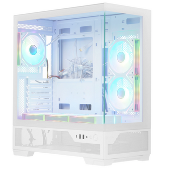  Корпус SAMA V43 White (V43-WHADA6X1-GL) без БП, Midi-Tower, TG, 6x120mm ARGB, 2xUSB 3.0 + 1xUSB 3.2 Type-C, ATX, mITX 