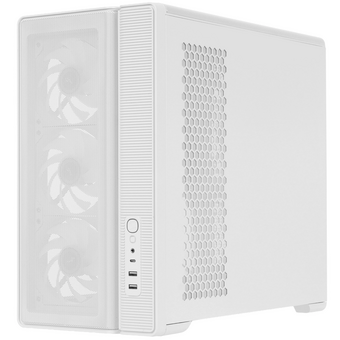  Корпус SAMA S50 White (S50-WHAGA4X1-GL) без БП, Midi-Tower, TG, 4x120mm ARGB, 2xUSB 3.0 + 1xUSB 3.2 Type-C, ATX, mITX 