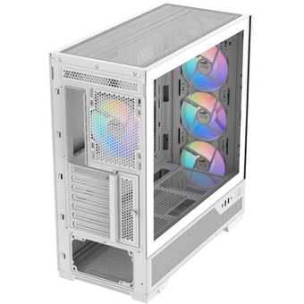  Корпус SAMA S41 White (S41-WHAMA4X1-GL) без БП, Midi-Tower, TG, 4x120mm ARGB, 2xUSB 3.0 + 1xUSB 3.2 Type-C, ATX, mITX 