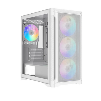  Корпус SAMA S31 White (S31-WHMMA4X1-GL) без БП, Midi-Tower, TG, 4x120mm ARGB, 2xUSB 3.0 + 1xUSB 3.2 Type-C, mATX, mITX 