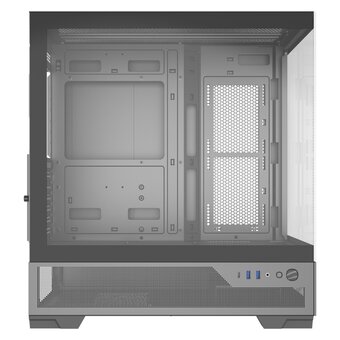  Корпус SAMA V43E Black (V43E-BKADA0X1-GL) без БП, Midi-Tower, TG, no fans, 2xUSB 3.0 + 1xUSB 3.2 Type-C, ATX, mITX 