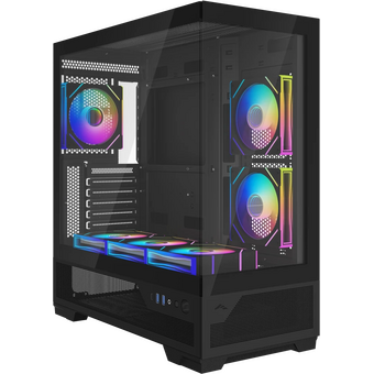  Корпус SAMA V43 Black (V43-BKADA6X1-GL) без БП, Midi-Tower, TG, 6x120mm ARGB, 2xUSB 3.0 + 1xUSB 3.2 Type-C, ATX, mITX 
