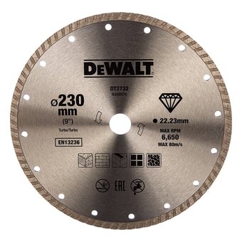  Диск алмазный DeWalt DT3732 d-230мм d(посад.)-22.2мм угловые шлифмашины 
