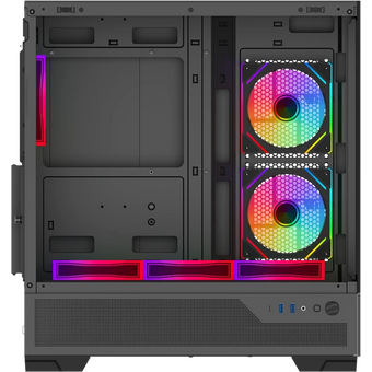  Корпус SAMA V43 Black (V43-BKADA6X1-GL) без БП, Midi-Tower, TG, 6x120mm ARGB, 2xUSB 3.0 + 1xUSB 3.2 Type-C, ATX, mITX 
