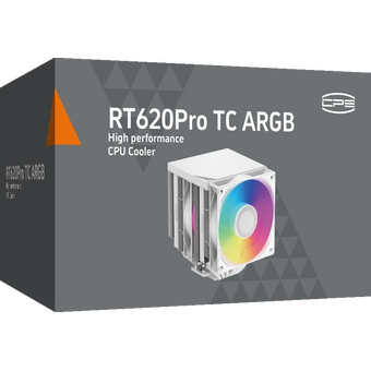  Кулер PcCooler RT620Pro TC ARGB WH White (265W, 4-pin PWM, 157.5mm, Al/Cu, 6x6mm, 2x120mm, 73.32CFM, 34.9dBA, 2200RPM, S 1851/1700) 