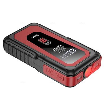  Пусковое устройство автомобильное HOCO QS3 Victory, пластик, 10000mAh, фонарь, внешний аккумулятор чёрный 