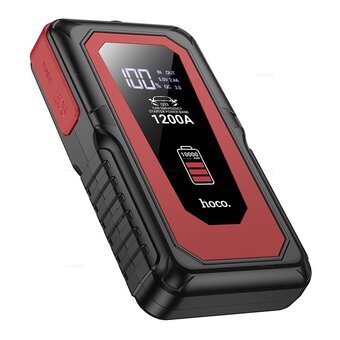  Пусковое устройство автомобильное HOCO QS3 Victory, пластик, 10000mAh, фонарь, внешний аккумулятор чёрный 