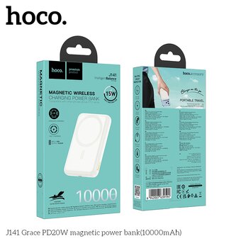  Аккумулятор внешний резервный HOCO J141 Grace PD20W magnetic 10000mAh белый 