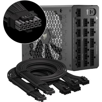  Блоки питания Corsair HX1500i (CP-9020309-EU) RPS0132, 1500W 80+ Platinum (ATX, 3.1, PCIe 5.1, Full modular, 1x24(20+4)pin) 