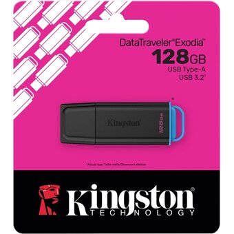  USB-флешка Kingston DataTraveler Exodia DTXG2/128GB USB3.0 черный/голубой 