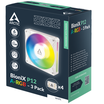  Вентилятор ARCTIC BioniX P12 A-RGB (White) - 3 Pack (ACFAN00338A) 