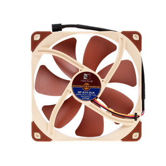  Кулер Noctua NF-A14 ULN (140x140x25mm, 3-pin, 46.97CFM, 11.9dBA, 800RPM, Beige/Brown) 