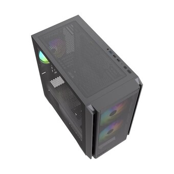  Корпус HSPD M336 (M336-TGBK-ARGB), без БП, Mesh Mini-tower, Black, TG, 0.45 SPCC, 2x140mm ARGB + 1x120mm mATX, mITX 160/340/184mm 2x2.5" 