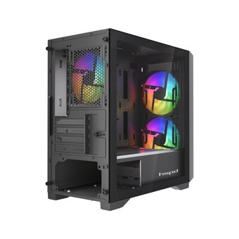  Корпус HSPD M336 (M336-TGBK-ARGB), без БП, Mesh Mini-tower, Black, TG, 0.45 SPCC, 2x140mm ARGB + 1x120mm mATX, mITX 160/340/184mm 2x2.5" 