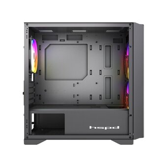  Корпус HSPD M336 (M336-TGBK-ARGB), без БП, Mesh Mini-tower, Black, TG, 0.45 SPCC, 2x140mm ARGB + 1x120mm mATX, mITX 160/340/184mm 2x2.5" 