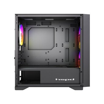  Корпус HSPD M334 (M334-TGBK-ARGB), без БП, Mesh Mini-tower, Black, TG, 0.45 SPCC, 2x140mm ARGB + 1x120mm mATX, mITX 160/340/184mm 2x2.5" 