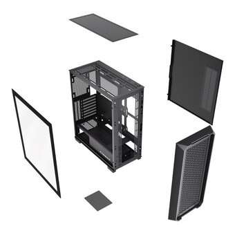  Корпус HSPD F750 (F750-TGBK), без БП, Mesh Mid Tower, Black, TG, 0.6 SPCC, no fans, ATX, mITX 160/405/160mm 3x2.5", 2x3.5", 7xPCI 1xUSB-A 