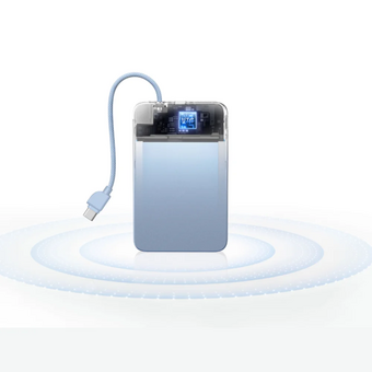  Внешний аккумулятор UGREEN PB570 (65839B) MagFlow Air Ultra-Slim 30W Magnetic 10000mAh Wireless Power Bank USB-C Cable серебристо-голубой 