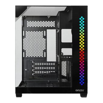  Корпус Ginzzu V340 RGB подсветка, закаленное стекло 1*USB 3.0,1*USB 2.0, AU mATX 
