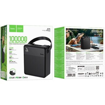  Аккумулятор внешний резервный HOCO J175 Star 22.5W+PD20W power bank with lamp 100000mAh черный 