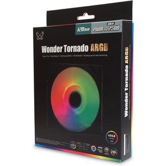  Кулер Scythe Wonder Tornado 120 ARGB Black (WT1225FD25AR-P) (120x120x26mm, 4-pin PWM, 75.17CFM, 35.57dBA, 2500RPM) 