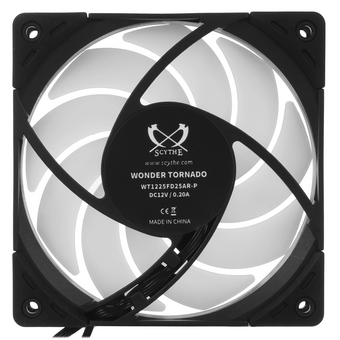  Кулер Scythe Wonder Tornado 120 ARGB Black (WT1225FD25AR-P) (120x120x26mm, 4-pin PWM, 75.17CFM, 35.57dBA, 2500RPM) 